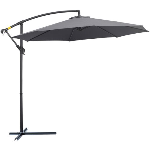 Outsunny Deluxe nagibni vrtni dežnik z ročico, jeklo in poliester &amp;Phi;3m, siva, (20754243) Slike