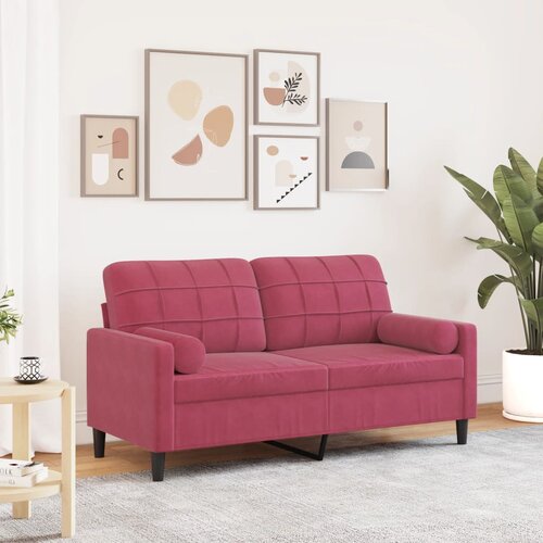 VidaXL Kavč dvosed z blazinami vinsko rdeč 140 cm žamet Slike