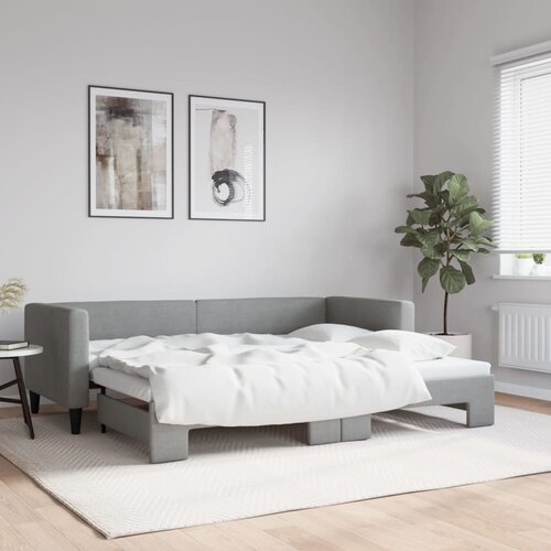 vidaXL Izvlečna dnevna postelja svetlo siva 80x200 cm blago Cene
