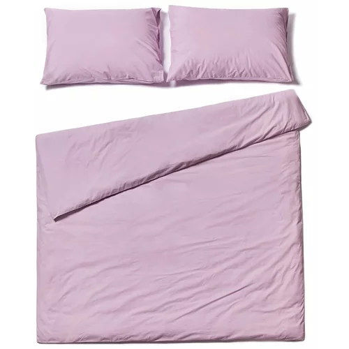 Le Bonom Sivkasto vijolična bombažna posteljnina za zakonsko posteljo, 200 x 220 cm