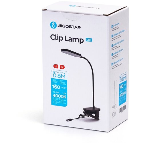 Aigostar LED prigu&amp;scaron;iva stona lampa sa klipsom LED/2,5W/5V crna Slike