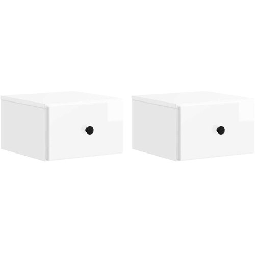  Stenski nočni omarici 2 pcs Bela visok sijaj 34,5 x 33 x 20 cm, (5000209652) Cene