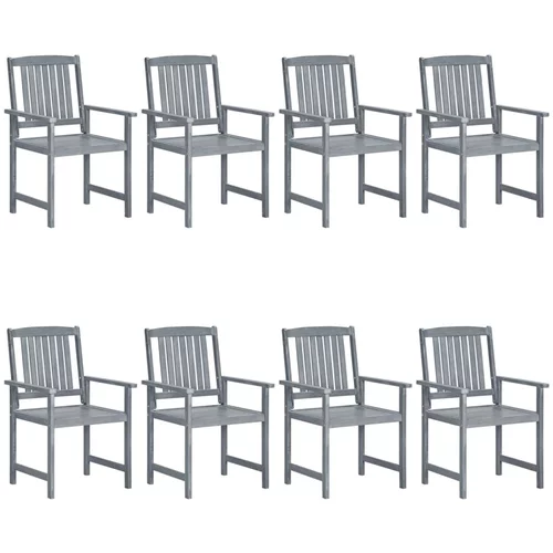 vidaXL Vrtne stolice 8 kom sive od masivnog drva bagrema