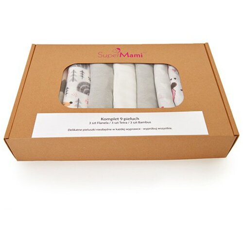 SuperMami set od 9 pelena - flanel,tetra,bambus Cijene