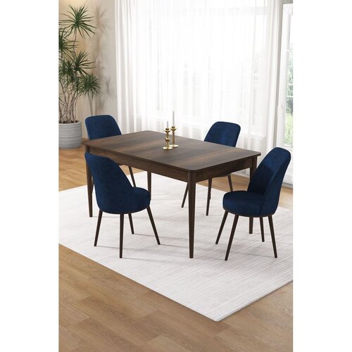 Hanah home trpezarijski set Pir, sto i 4 stolice, ploča u dekoru drveta Baroque, teget tkanina Babyface Cene