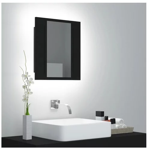  LED kopalniška omarica z ogledalom črna 40x12x45 cm