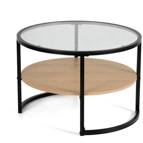 Bonami Essentials Crni/u prirodnoj boji okrugao stolić za kavu u dekoru hrasta &oslash; 68 cm Zanu &ndash; Cijene
