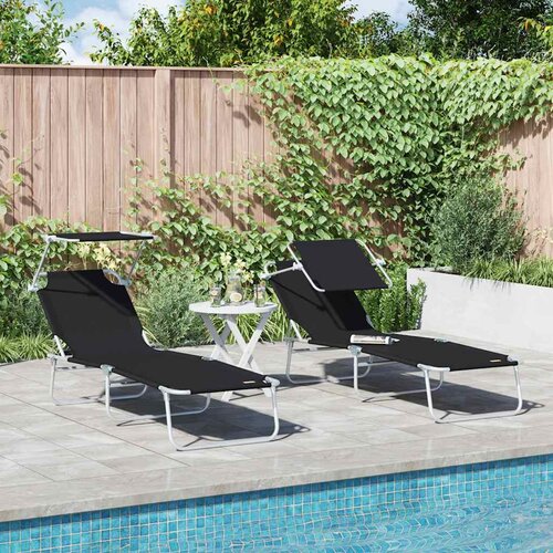  Ležaljka 2 pcs Crna 58 x 188 x 77cm Poliester Cene