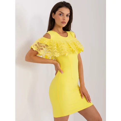 Fashion Hunters Yellow mini cocktail dress with frill