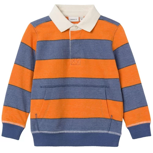 name it Sweater majica 'SCOTT' tamno plava / narančasta