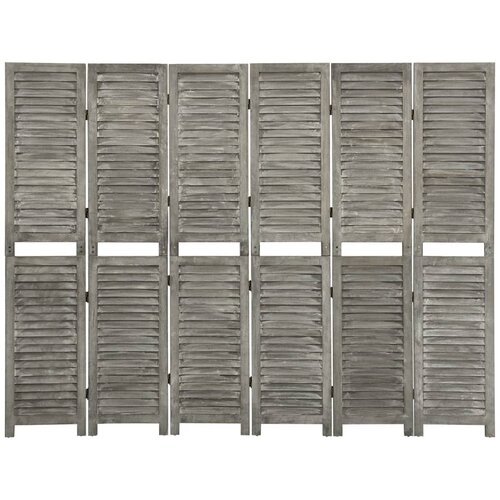 VidaXL Sobna pregrada sa 6 panela siva 214 x 166 cm od masivnog drva Slike