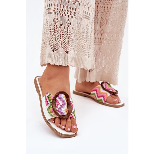 Boto Women's Flat Sandals With Decorative Buckle White Luwam Cene