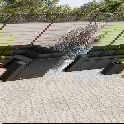 vidaXL 11-dijelni set vrtnih sofa od poliratana s jastucima crni Cijene