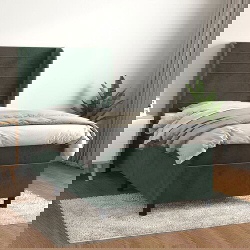 vidaXL Box spring postelja z vzmetnico temno zelen 90x190 cm žamet Cene