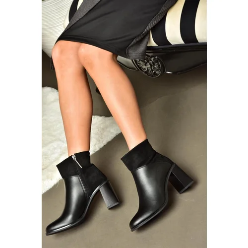 Fox Shoes R518101209 Women's Black Thick Heeled Boots