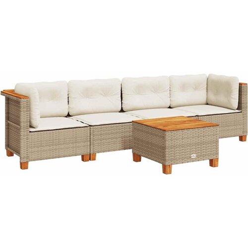  5-dijelni vrtni set sofa s jastucima bež od poliratana 55 x 55 x 36 cm Slike