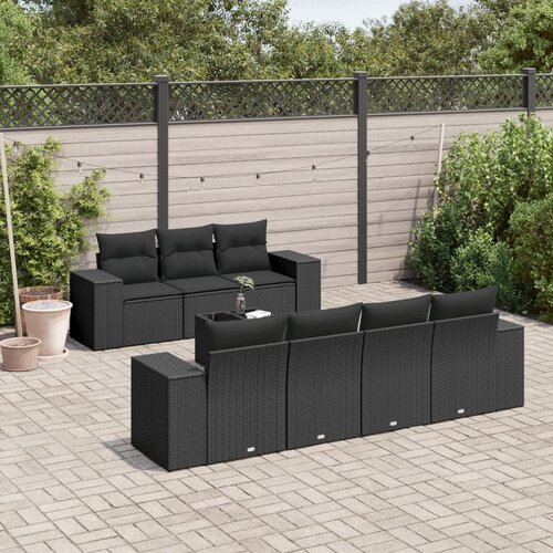 vidaXL 8-dijelni set vrtnih sofa od poliratana s jastucima crni Cijene