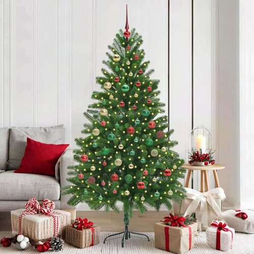 vidaXL Božično drevo med 300 LED z stojalom Zelena 180 cm PE Cene