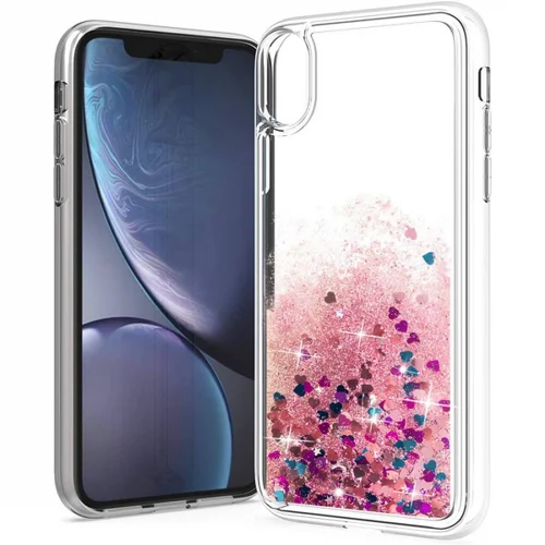  silikonski ovitek za huawei P40 lite e prozoren s pink bleščicami