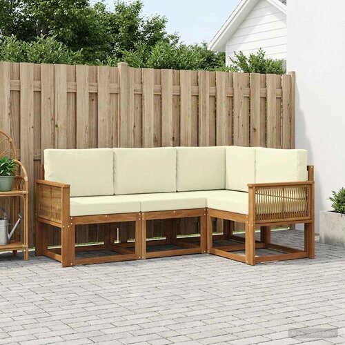  Set vanjskih sofa 4 kom. Prirodna i krem Poliester Cijene