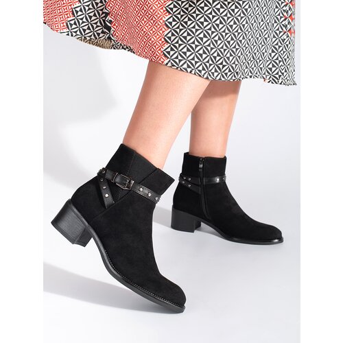 Sergio Leone Suede black low-heeled ankle boots by Slike