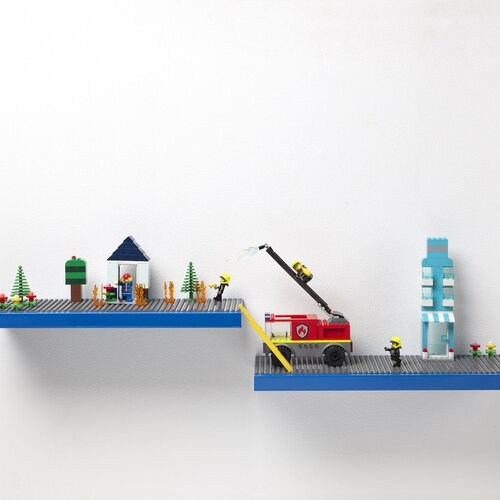 Lego polica sa podlogom za gradnju - plava Slike