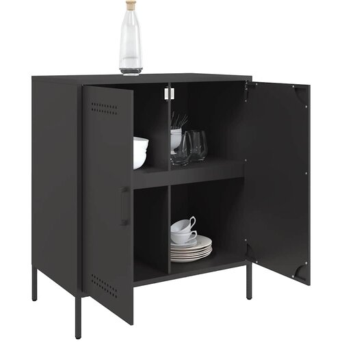  Komoda crna 68 x 39 x 79 cm čelična Slike