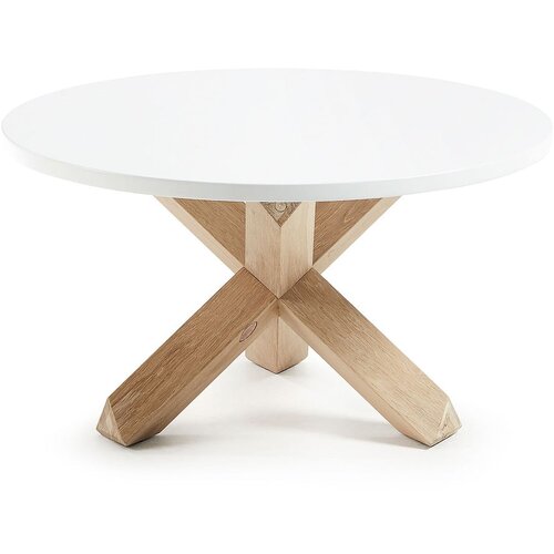 Kave Home Bijeli/u prirodnoj boji okrugao stolić za kavu s bijelom pločom stola &amp;oslash; 65 cm Lotus &amp;ndash; Slike