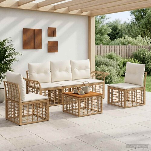 Set vanjskih sofa 6 kom. Prirodna i krema bijela Poliester Cijene