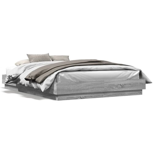  The Living Store Posteljni okvir z LED diodami siva sonoma 150x200 cm - Posteljni Okvir, (21498289) Slike