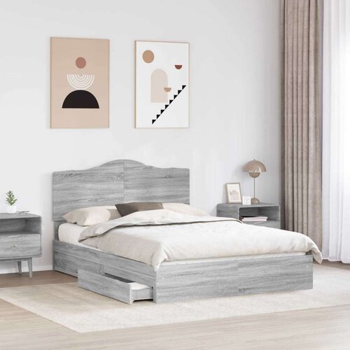  Okvir za krevet s ladicama Siva Sonoma 150 x 200 cm Slike
