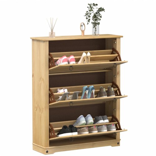  The Living Store Omara za čevlje Corona 99x32x124,5 cm trdna borovina - Omarica Za Čevlje, (21485590) Cene