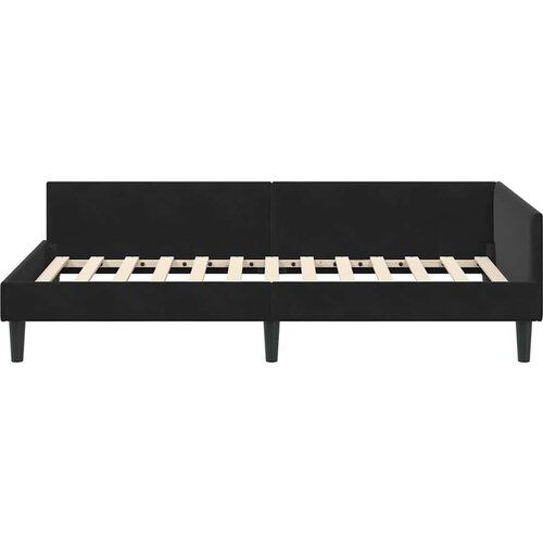 vidaXL Kotni posteljni okvir Črna 90 x 190 cm Samet in inženirski les Cene
