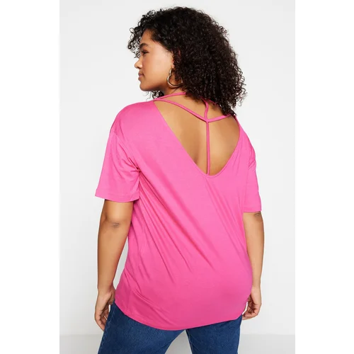 Trendyol Curve Plus Size T-Shirt - Pink - Regular fit