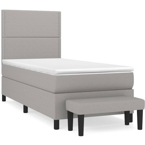  Krevet s oprugama i madracem svjetlosivi 100x200 cm od tkanine Slike