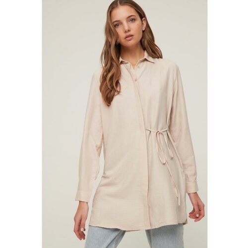 Trendyol Stone Hidden Pat Binding Detailed Woven Shirt Slike