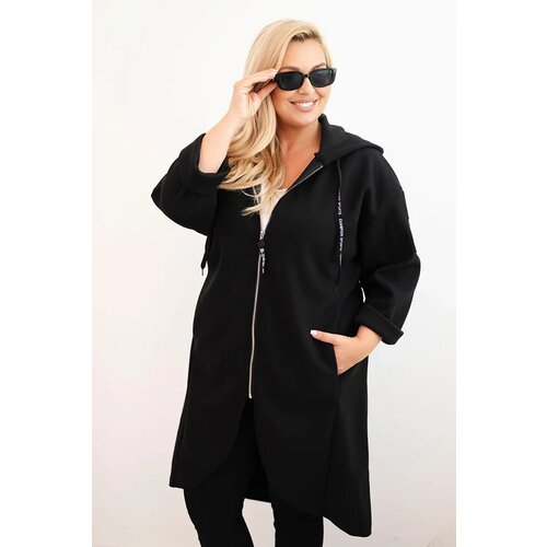 Kesi Włoski Elegant Plus Size women&amp;#039;s coat with a collar and large pockets fango Slike