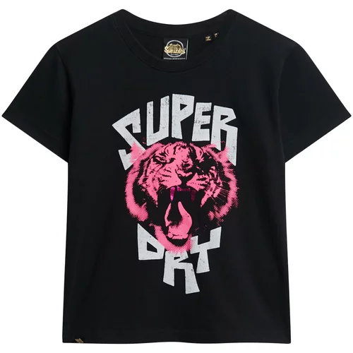 Superdry Majica 'Lo-fi Rock' roza / crna / bijela