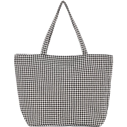 Shelvt Black and white checkered beach bag Cene