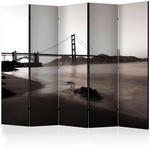  Paravan u 5 dijelova - San Francisco: Golden Gate Bridge in black and white II [Room Dividers] 225x172 Slike