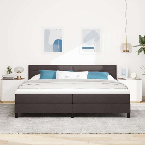Box Spring Krevet s Madracem Tamno Smeđa 200x200 cm Tkanina Slike