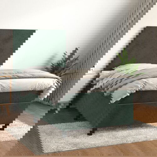 The Living Store Box spring postelja z vzmetnico temno zelena 100x200 cm žamet - Box Spring Postelja, (21492211) Cene