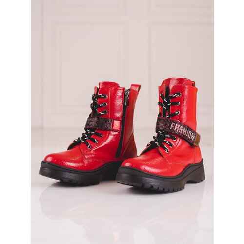 W. POTOCKI Potocki girls&amp;#039; ankle boots with red crystals Slike