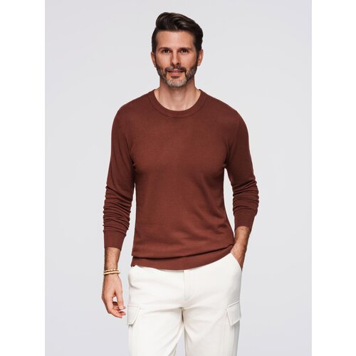 Ombre Men&amp;#039;s sweater with round neckline in stretch knit with classic weave - maroon Slike