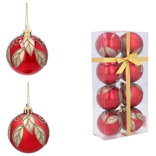 Molarem Home Set od 8 kuglica za božićno drvce - 6 cm, listovi Slike