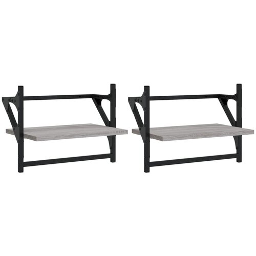 VidaXL Stenske police s prečkami 2 kosa siva sonoma 40x25x30 cm, (20915430) Slike
