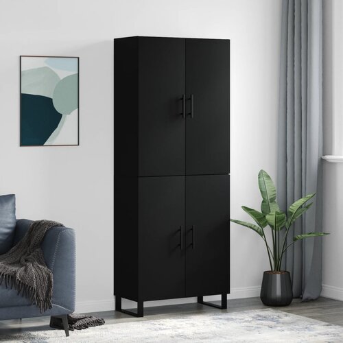 vidaXL Visoka komoda črna 69,5x34x180 cm inženirski les Cene