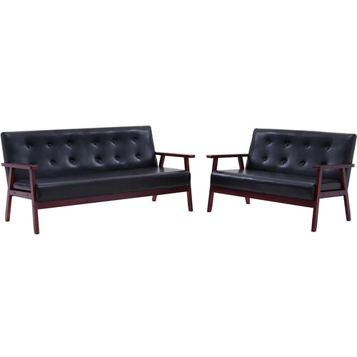  2-dijelni set sofa od umjetne kože crni Slike