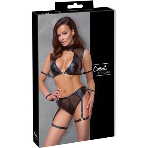 Cottelli Bondage - Komplet modrčkov z mrežastim vložkom (črn) - M Cene