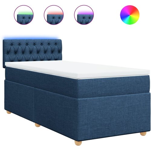 VidaXL Krevet s oprugama i madracem plavi 90 x 190 cm od tkanine Slike